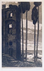 Ruínas à beira-mar (gravura e água-tinta) de Richard Mueller