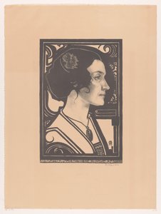 Retrato de uma mulher desconhecida
Desenho de esboço para retrato em vidro manchado (título no objecto)