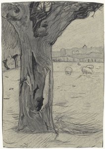 Salgueiro em uma paisagem de prado de Richard Nicolaüs Roland Holst