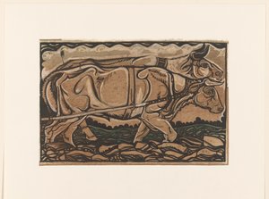 Desenho para pintura Heidemaatschappij, Arnhem: dois eixos de tractor de Richard Nicolaüs Roland Holst