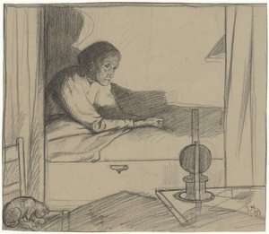 Mulher Upper House, sentada na cama (segundo rascunho) de Richard Nicolaüs Roland Holst