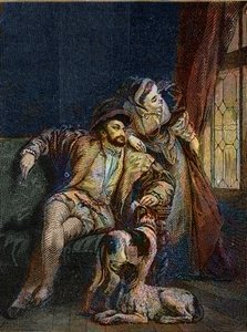Francisco I e Margarita de Navarra - François I Rei de França com sua irmã Marguerite de Angoulema (1492-1549) Rainha de Navarra - gravura de Richard Parkes Bonington (1802-1828) - de Richard Parkes (after) Bonington