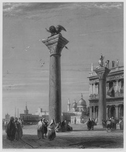 As Colunas de São Marcos, Veneza, da foto na Galeria Vernon (gravura) de Richard Parkes (after) Bonington
