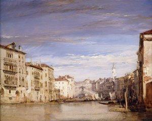 Vista para o Grande Canal de Veneza, do Palazzo Bernardo Olhando para a Ponte Rialto, de Richard Parkes Bonington