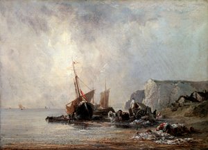 Barcos na costa da Normandia, 1823. de Richard Parkes Bonington