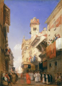 Corso Sant&39;Anastasia, Verona (óleo no painel) de Richard Parkes Bonington