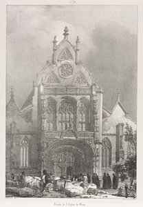 Viagens pitorescas e românticas na França Antiga, Franche-Compté: Frente da Igreja de Brou de Richard Parkes Bonington