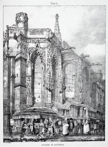 Restos e fragmentos de arquitetura da Idade Média: Igreja de St. Sauveur, Caën de Richard Parkes Bonington