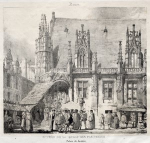 Rouen: entrada para a Salle des Pas Perdus, Palais du Justice de Richard Parkes Bonington