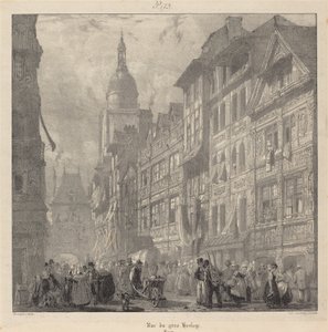 Rue du Gros-Horloge, Rouen de Richard Parkes Bonington