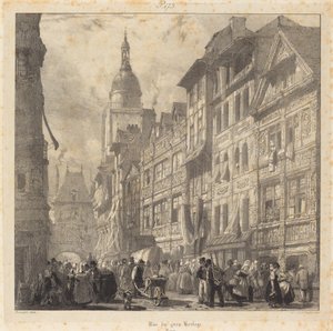 Rue du Gros-Horloge, Rouen de Richard Parkes Bonington