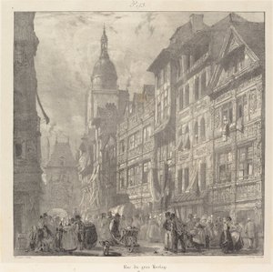 Rue du Gros-Horloge, Rouen de Richard Parkes Bonington