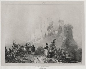 Viagens cênicas e românticas na França antiga, Franche-Comté: Ruínas do castelo de Arlay de Richard Parkes Bonington
