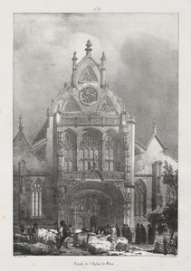Viagens pitorescas e românticas na França antiga, Franche-Comté: Fachada da igreja de Brou de Richard Parkes Bonington