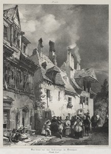 Viagens pitorescas e românticas na França antiga, Franche-Comté: vista de uma rua nos subúrbios de Besançon de Richard Parkes Bonington