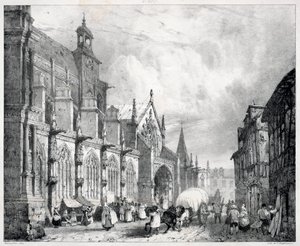 Viagens pitorescas e românticas na França antiga, Normandia: Igreja de Saint Gervais e Saint Protais em Gisors de Richard Parkes Bonington