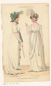 Revista de Moda Feminina de Londres e Paris, nº 28: Londres, junho de 1800: Vestido de passeio; Vestido Completo