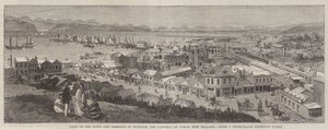Parte da cidade e do porto de Dunedin, a capital de Otago, Nova Zelândia