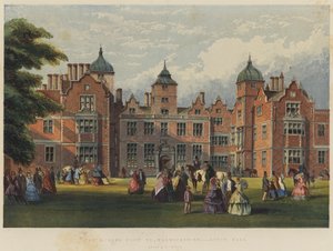 Visita da Rainha a Warwickshire, Aston Hall (cromolito) de Richard Principal Leitch