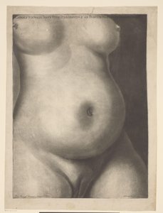 Torso de uma mulher grávida Seis estampas anatômicas de uma gravidez (título da série) Demonstrações de um útero grávido de uma mulher em tempo integral (...) (título da série) Caroli Nicolai Jenty Uteri Praegnantis & ad Partum Maturi Demonstrationes (séri