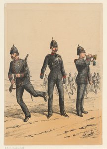 Três soldados britânicos Nove representações de uniformes militares britânicos (título da série) de Richard Simkin