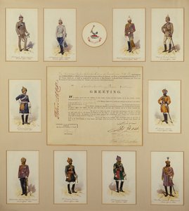 Oficiais do exército britânico em uniforme por R.Simkin, do século XIX