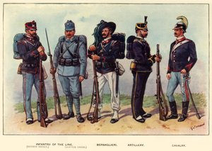 Tipos do exército italiano, 1919. de Richard Simkin