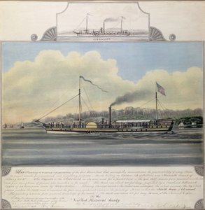 Rio Hudson Steamboat &39;Clermont&39;, 1858 (wc no papel montado na lona) de Richard Varick De Witt