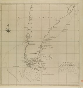 Uma carta da parte sul da América do Sul com a trilha do Centurião de Richard William Seale
