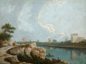 Margens do Tibre, Roma (óleo sobre tela) de Richard Wilson