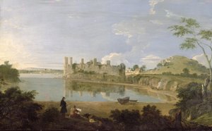 Castelo de Caernarvon, c.1745-50 (óleo sobre tela) de Richard Wilson