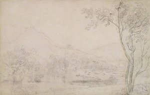 Castell Dinas Bran, País de Gales (grafite e giz preto sobre papel) de Richard Wilson