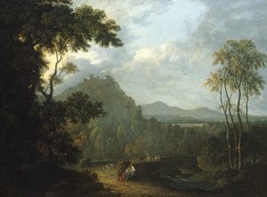 Castelo de Dinas Bran, perto de Llangollen II, c.1770 (óleo sobre tela) de Richard Wilson