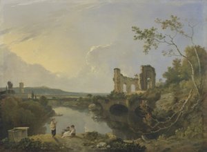 Paisagem Italiana (Manhã), c.1760-65 (óleo sobre tela) de Richard Wilson