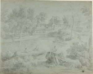 Paisagem italiana com banhistas de Richard Wilson