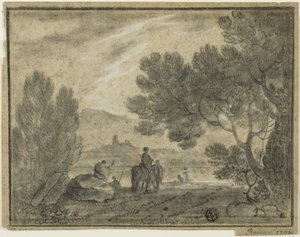 Campagna romana com figuras de Richard Wilson