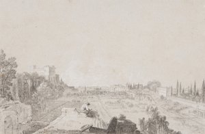 O Circo da Flora, Roma (lápis com altura branca sobre papel) de Richard Wilson