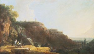 A Grande Cascata e Vila de Maecenas no Tivoli de Richard Wilson