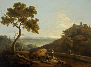 O Templo da Sibila e da Campagna, Tivoli, Itália (óleo sobre tela) de Richard Wilson