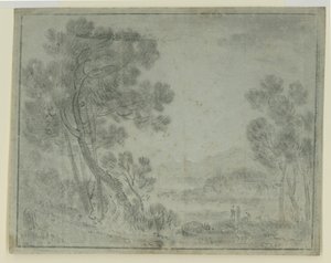 Vista na Itália (giz preto no papel) de Richard Wilson