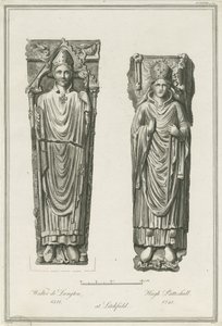Catedral de Lichfield - Efígies de Walter de Langton e Hugh de Patteshull: gravura, nd [1748-1817] (imprimir) de Richard Woollett Basire