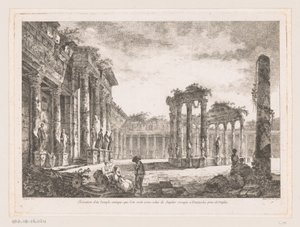 Gezicht op de Tempel van Jupiter Serapis
Elevação de um antigo templo que se crê ser o de Júpiter Serapis em Pozzuoli perto de Nápoles (título sobre o objecto) de Richard de Saint Non