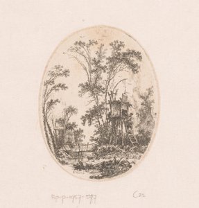 Paisagem com estrutura de madeira em palafitas, deixou uma mulher numa ponte
Colecção de vistas, paisagens, fragmentos antigos e temas históricos (título da série)
Recueil de griffonis, de vues, paysages, fragmentos de antiguidades e sujets historiques ( de Richard de Saint Non