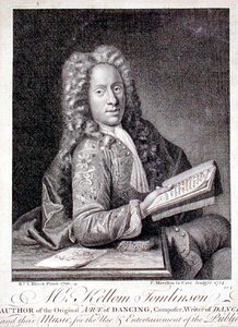 Retrato de Kellom Tomlinson (c.1690-c.1753) gravado por François Morellon la Cave (fl.1731-54) 1754 (gravura) de Richard van (after) Bleeck