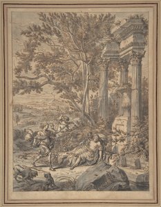 Silvio se aproxima de Dorinda, a quem feriu com uma flecha..., ca. 1700.