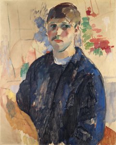 Autoportrait avec une blouse bleue - Auto-retrato com blusa azul, por Wouters, Rik (1882-1916). Óleo sobre tela