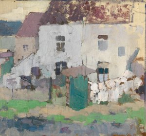 Fachadas e Jardim Branco em Bosvoorde, Bélgica (óleo sobre tela)