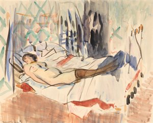 Mulher a descansar (aguarela sobre papel)