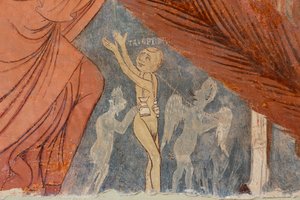 Juízo Final, pormenor, "Os Hereges", século XIII (fresco) de Rinaldo da Taranto