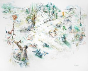 Outro Bosque Sagrado recortado, 2023 (aguarela) de Rob D Davies
